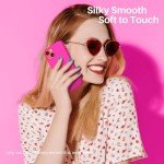 ORNARTO Compatible with iPhone 13 Case 6.1, Slim Liquid Silicone 3 Layers Full Covered Soft Gel Rubber Case Cover 6.1 inch-Hot Pink