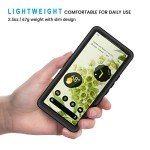Lanhiem for Google Pixel 6 Case, IP68 Waterproof Dustproof with Built-in Screen Protector, Heavy Duty Full Body Protective Phone Case for Pixel 6, Black/Clear