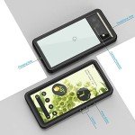 Lanhiem for Google Pixel 6 Case, IP68 Waterproof Dustproof with Built-in Screen Protector, Heavy Duty Full Body Protective Phone Case for Pixel 6, Black/Clear