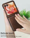 Foluu for Motorola Razr 2024 Case, Leather + Hard PC Shell Ultra Thin Slim Durable Protective Phone Case Cover (Brown)