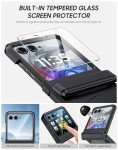 Vizvera for Motorola Razr 2024 Case with Hinge Cover, Built-in Screen Protector Shockproof All-Inclusive Smartphone Cover Wireless Charging for Motorola Razr 2024(Black)