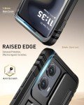 Poetic Revolution Case for Motorola Moto Edge 2024 [Not for 2023 Version], [Slide Camera Cover], Full-Body Military Grade Rugged Shockproof Cover with Kickstand and Built-in-Screen Protector, Black