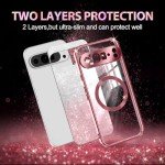 Casetego for Google Pixel 9 Pro XL Case,Compatible with MagSafe,Glitter Sparkle Magnetic Plated Slim Shockproof Soft TPU Bumper Full Protection Case for Google Pixel 9 Pro XL,Rose Gold