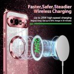 Casetego for Google Pixel 9 Pro XL Case,Compatible with MagSafe,Glitter Sparkle Magnetic Plated Slim Shockproof Soft TPU Bumper Full Protection Case for Google Pixel 9 Pro XL,Rose Gold