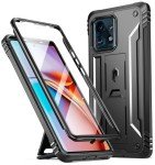 Poetic Revolution Case for Motorola Moto Edge Plus 5G 2023[Not for 2022 Version],[20FT Mil-Grade Drop Tested], Full-Body Shockproof Protective Cover with Kickstand and Built-in-Screen Protector, Black