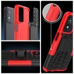 Iokmax for Moto G Play 2024 Case with 2 Pack Screen Protector,Military Grade Shockproof, Heavy Duty Robust Bumper Cover with Kickstand for Motorola G Play 2024 Phone Red