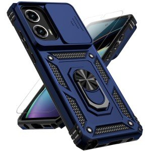 for Motorola Moto G Stylus 5G 2024 Case with Slide Camera Cover HD Screen Protector [Military Grade Drop Tested] Magnetic Ring Holder Kickstand Protective Phone Case for Moto G Stylus 5G 2024, Navy
