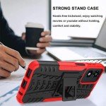 Iokmax for Moto G Play 2024 Case with 2 Pack Screen Protector,Military Grade Shockproof, Heavy Duty Robust Bumper Cover with Kickstand for Motorola G Play 2024 Phone Red