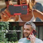 Iokmax for Moto G Play 2024 Case with 2 Pack Screen Protector,Military Grade Shockproof, Heavy Duty Robust Bumper Cover with Kickstand for Motorola G Play 2024 Phone Red