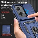 for Motorola Moto G Stylus 5G 2024 Case with Slide Camera Cover HD Screen Protector [Military Grade Drop Tested] Magnetic Ring Holder Kickstand Protective Phone Case for Moto G Stylus 5G 2024, Navy