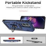 for Motorola Moto G Stylus 5G 2024 Case with Slide Camera Cover HD Screen Protector [Military Grade Drop Tested] Magnetic Ring Holder Kickstand Protective Phone Case for Moto G Stylus 5G 2024, Navy