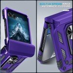 Janmitta Compatible with Moto Razr 2024/Razr+ Plus 2024 Case with Lanyard+Hinge Protection+Finger Ring Holder Kickstand,Dual-Layer Full Body Protective Shockproof Phone Cover,Purple
