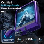 Janmitta Compatible with Moto Razr 2024/Razr+ Plus 2024 Case with Lanyard+Hinge Protection+Finger Ring Holder Kickstand,Dual-Layer Full Body Protective Shockproof Phone Cover,Purple