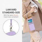 NINKI Compatible for Motorola Razr 2024 Case with Wallet,Lanyard Hinge Protection Card Holder for Moto Razr 2024 Matte Leather Wallet Purse Phone Cover for Moto Razr 50 Girl Purple