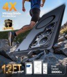 TORRAS Magnetic Shockproof for Samsung Galaxy S25 Ultra Case, Fit for MagSafe, 4X Military Grade Protection, Translucent Slim Case for Samsung S25 Ultra Case Anti-Fingerprint Anti-Scratch, Black