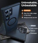 TORRAS Magnetic Shockproof for Samsung Galaxy S25 Ultra Case, Fit for MagSafe, 4X Military Grade Protection, Translucent Slim Case for Samsung S25 Ultra Case Anti-Fingerprint Anti-Scratch, Black