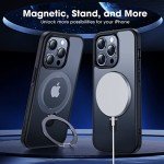 CASEKOO Designed for iPhone 14 Pro Max Case with Magnetic Invisible Stand [Military Drop Protection] [Compatible with MagSafe] Shockproof Slim Translucent Matte Promax Case 6.7 Inch, Black