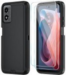 Qinmay Phone Case for Motorola Moto G 5G 2024 Case with HD Screen Protector, Shockproof 3-Layer Cover for Moto G 5G 2024,Black