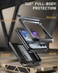 Poetic Spartan Case for Motorola Moto Razr 2024,[Kickstand][Hinge Protection][20FT Mil-Grade Drop Tested], Full-Body Rugged Shockproof Protective Cover with Kickstand, Metallic Gun Metal