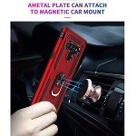 TJS Compatible with LG Stylo 6 Case, with [Tempered Glass Screen Protector][Metal Ring][Magnetic Support] Kickstand Heavy Duty Drop Protector Phone Case Cover (Purple)