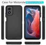 Qinmay Phone Case for Motorola Moto G 5G 2024 Case with HD Screen Protector, Shockproof 3-Layer Cover for Moto G 5G 2024,Black