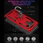 TJS Compatible with LG Stylo 6 Case, with [Tempered Glass Screen Protector][Metal Ring][Magnetic Support] Kickstand Heavy Duty Drop Protector Phone Case Cover (Purple)