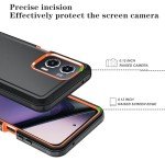 Qinmay Phone Case for Motorola Moto G Stylus 5G 2024 Case with HD Screen Protector, Heavy Duty Shockproof & Dropproof 3-Layer Cover Phone Case for Moto G Stylus 2024 (BlackOrange)