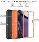 Qinmay Phone Case for Motorola Moto G Stylus 5G 2024 Case with HD Screen Protector, Heavy Duty Shockproof & Dropproof 3-Layer Cover Phone Case for Moto G Stylus 2024 (BlackOrange)