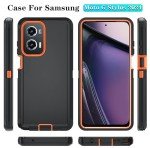 Qinmay Phone Case for Motorola Moto G Stylus 5G 2024 Case with HD Screen Protector, Heavy Duty Shockproof & Dropproof 3-Layer Cover Phone Case for Moto G Stylus 2024 (BlackOrange)