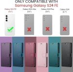 Compatible with Samsung Galaxy S24 FE Wallet Case with RFID Blocking Credit Card Holder, PU Leather Folio Flip Kickstand Protective Shockproof Cover Women Men for Samsung S24 FE Phone Case (Purple)