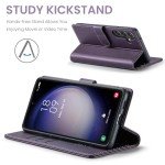 Compatible with Samsung Galaxy S24 FE Wallet Case with RFID Blocking Credit Card Holder, PU Leather Folio Flip Kickstand Protective Shockproof Cover Women Men for Samsung S24 FE Phone Case (Purple)