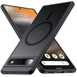 FNDMIL [NO.1 Magnetic for Google Pixel 6a Case with Mag-Safe [Military Grade Drop Tested][Translucent Matte][Anti-Fingerprint] Slim Hard Case Soft Silicone Bumper for Google Pixel 6a Phone Case,Black