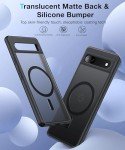 FNDMIL [NO.1 Magnetic for Google Pixel 6a Case with Mag-Safe [Military Grade Drop Tested][Translucent Matte][Anti-Fingerprint] Slim Hard Case Soft Silicone Bumper for Google Pixel 6a Phone Case,Black