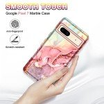 Btscase for Google Pixel 7 Case, Marble Pattern 3 in 1 Heavy Duty Shockproof Full Body Rugged Hard PC+Soft Silicone Drop Protective Women Girl Phone Covers for Google Pixel 7 (2022), Rose Gold