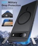 FNDMIL [NO.1 Magnetic for Google Pixel 6a Case with Mag-Safe [Military Grade Drop Tested][Translucent Matte][Anti-Fingerprint] Slim Hard Case Soft Silicone Bumper for Google Pixel 6a Phone Case,Black