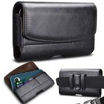 Takfox Phone Holster for Samsung Galaxy S25 Ultra S24 Plus S23 S22 S21 FE Note 20+ A13 A14 A15 A16 A35 A51 A71 5G iPhone 16 Pro Max Leather Belt Clip Holster Holder Carrying Phone Pouch Case, Black