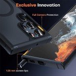 TOCOL for Samsung Galaxy S22 Ultra Case Magnetic, [Wireless Charging Compatible ][Military Drop Protection] Translucent Matte Back Cover for S22 Ultra, Black