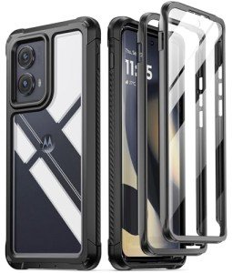 Poetic Guardian Case for Motorola Moto Edge 2024 [Not for 2023 Version], [20FT Mil-Grade Drop Tested], Full Body Hybrid Shockproof Bumper Cover with Built-in Screen Protector,Black/Clear