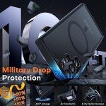 TOCOL for Samsung Galaxy S22 Ultra Case Magnetic, [Wireless Charging Compatible ][Military Drop Protection] Translucent Matte Back Cover for S22 Ultra, Black