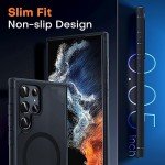 TOCOL for Samsung Galaxy S22 Ultra Case Magnetic, [Wireless Charging Compatible ][Military Drop Protection] Translucent Matte Back Cover for S22 Ultra, Black