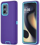 Qinmay Phone Case for Motorola Moto Edge 5G 2024 Case, Heavy Duty Shockproof & Dropproof 3-Layer Cover Phone Case for Motorola Moto Edge 2024 (PurpleSkyBlue)