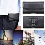 Takfox Phone Holster for Samsung Galaxy S25 Ultra S24 Plus S23 S22 S21 FE Note 20+ A13 A14 A15 A16 A35 A51 A71 5G iPhone 16 Pro Max Leather Belt Clip Holster Holder Carrying Phone Pouch Case, Black