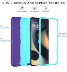 Qinmay Phone Case for Motorola Moto Edge 5G 2024 Case, Heavy Duty Shockproof & Dropproof 3-Layer Cover Phone Case for Motorola Moto Edge 2024 (PurpleSkyBlue)