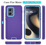 Qinmay Phone Case for Motorola Moto Edge 5G 2024 Case, Heavy Duty Shockproof & Dropproof 3-Layer Cover Phone Case for Motorola Moto Edge 2024 (PurpleSkyBlue)