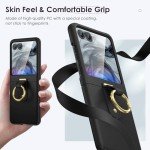 Maxdara for Motorola Razr 2024 Case [Not Fit Razr Plus 2024], Moto Razr 2024 Ring Case with Built-in Screen Protector, Hard PC Ultra Thin Shockproof Protective Phone Case for Moto Razr 2024 (Black)