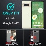 YKHJKLEC for Google Pixel 7 Case, Military Grade 3 in 1 Heavy Duty Shockproof/Drop Proof/Dust Proof Case with 2Pcs Tempered Glass Screen Protector (Black/Black)