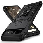 for Google Pixel 7 Pro Case with Camera Lens Cover, 10 FT Military Grade Drop Protection, Magnetic Ring Holder Kickstand Protective Phone Case for Pixel 7 Pro, Black