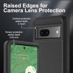 YKHJKLEC for Google Pixel 7 Case, Military Grade 3 in 1 Heavy Duty Shockproof/Drop Proof/Dust Proof Case with 2Pcs Tempered Glass Screen Protector (Black/Black)