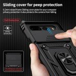 for Google Pixel 7 Pro Case with Camera Lens Cover, 10 FT Military Grade Drop Protection, Magnetic Ring Holder Kickstand Protective Phone Case for Pixel 7 Pro, Black