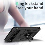 for Google Pixel 7 Pro Case with Camera Lens Cover, 10 FT Military Grade Drop Protection, Magnetic Ring Holder Kickstand Protective Phone Case for Pixel 7 Pro, Black